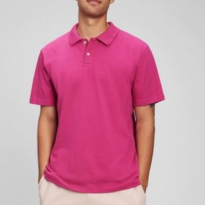 Gap Pink Stretch Pique Moisture Wicking Polo Short Sleeve Sz XL